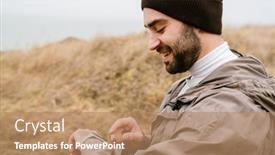  Presentation with smartwatch - Presentation theme enhanced with happy-handsome-man-smiling background and a coral colored foreground