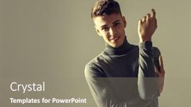  Presentation with casual young people - PPT layouts with happy-handsome-young-man-beige background and a gray colored foreground