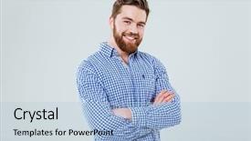  Presentation with happy sad adoption custody - Amazing PPT layouts having happy handsome young man standing backdrop and a light blue colored foreground