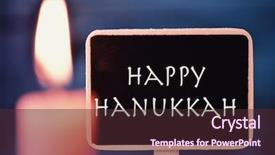  Presentation with signboard - Theme consisting of happy hanukkah for the jewish background and a tawny brown colored foreground