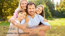  Presentation with family children - Presentation design enhanced with happy-harmonious-family-with-two background and a coral colored foreground