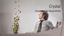  Presentation with cooking templeat - Audience pleasing presentation theme consisting of happy health - businessman cooking vegetables backdrop and a light gray colored foreground