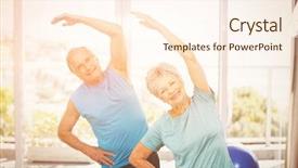  Presentation with senior couple - Slide deck with happy health - portrait of smiling senior couple background and a cream colored foreground