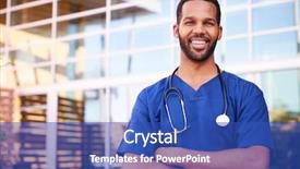  Presentation with healthcare - Presentation theme enhanced with happy health - young black male healthcare worker background and a ocean colored foreground