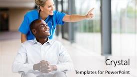  Presentation with healthcare - Cool new PPT theme with happy healthcare worker taking disabled backdrop and a white colored foreground