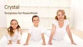  Presentation with mother doing yoga kids - Slides enhanced with happy healthy kids and their background and a cream colored foreground