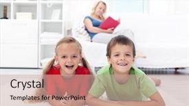  Presentation with happy kids - Beautiful PPT theme featuring happy healthy kids at home backdrop and a  colored foreground