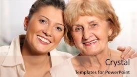  Presentation with grandma - Colorful PPT layouts enhanced with happy help - beautiful portrait of grandma backdrop and a  colored foreground