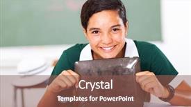  Presentation with high school - Cool new presentation with happy high school girl holding tablet computer backdrop and a tawny brown colored foreground