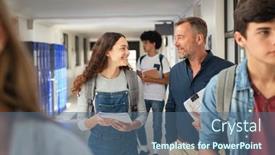  Presentation with senior high school - Theme enhanced with happy-high-school-student-talking background and a ocean colored foreground