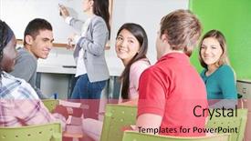  Presentation with math lesson - Colorful slides enhanced with happy high school students backdrop and a  colored foreground