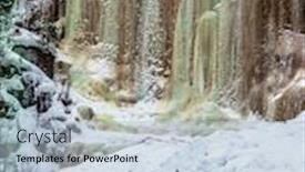 Presentation with fall down - Audience pleasing slide deck consisting of happy hiker goes down in deep snow the frozen waterfall picturesquely fall off a steep cliff lapland the concept of active photo and eco-tourism backdrop and a light blue colored foreground