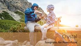  Presentation with hot tea - PPT layouts having happy-hiker-traveler-father background and a coral colored foreground