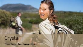  Presentation with walking trail - Amazing presentation theme having couple walking on country trail backdrop and a coral colored foreground