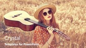  Presentation with hippie - Beautiful theme featuring happy-hippie-girl-stands backdrop and a coral colored foreground