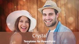  Presentation with shimmering - Amazing theme having happy hipster couple smiling at camera against light design shimmering on red backdrop and a coral colored foreground