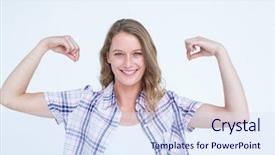  Presentation with camera - Amazing PPT theme having happy hipster smiling at camera on white background backdrop and a sky blue colored foreground