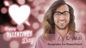  Presentation with black light - Presentation enhanced with happy hipster wearing eye glasses against light circles on black background background and a coral colored foreground