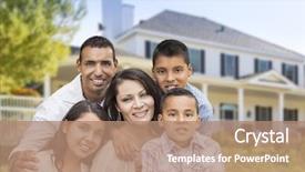 Presentation with spanish - Theme featuring portrait of american football player showing football to camera against gray background background and a light gray colored foreground