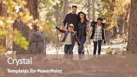  Presentation with family children - Slide deck featuring happy hispanic family with two background and a coral colored foreground