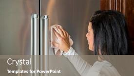  Presentation with mom - Presentation theme enhanced with happy-hispanic-mom-cleaning background and a gray colored foreground