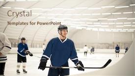  Presentation with ice hockey - Slide set consisting of happy-hockey-player-getting-ready background and a lemonade colored foreground