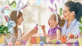  Presentation with children painting - Slides having happy-holiday-a-mother background and a coral colored foreground