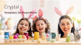  Presentation with children painting - Beautiful PPT theme featuring happy-holiday-a-mother backdrop and a lemonade colored foreground