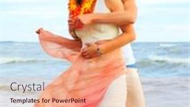  Presentation with happy holiday - Slides with happy holiday couple background and a coral colored foreground