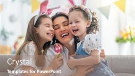  Presentation with children painting - Colorful presentation design enhanced with happy-holiday-mother backdrop and a coral colored foreground