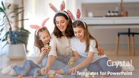  Presentation with children painting - Slide set consisting of happy-holiday-mother background and a coral colored foreground