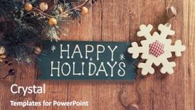  Presentation with happy - PPT layouts with happy holiday written on wooden background and a coral colored foreground