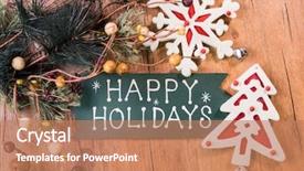  Presentation with happy holiday - Beautiful presentation design featuring happy holiday written on wooden backdrop and a coral colored foreground