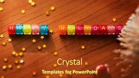  Presentation with gold stars - Colorful slide set enhanced with happy-holidays-alphabet-cubes backdrop and a tawny brown colored foreground