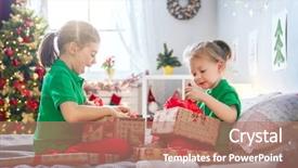  Presentation with christmas kids - Presentation theme with happy holidays cheerful cute childrens background and a coral colored foreground