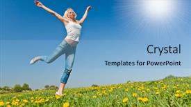  Presentation with flowery - Theme featuring happy holidays free - young female having fun background and a  colored foreground