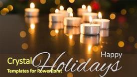  Presentation with happy holidays - Slides with happy holidays text with candles background and a tawny brown colored foreground