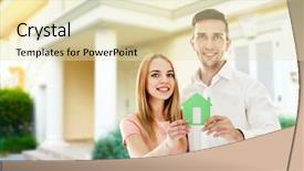  Presentation with movie theater loving couple - Presentation theme consisting of loving couple near their house background and a soft green colored foreground