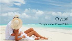  Presentation with honeymoon - Beautiful slide deck featuring happy honeymoon vacation at paradise backdrop and a light blue colored foreground