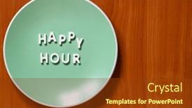  Presentation with happy hour - Presentation theme featuring happy-hour-plate-with-text background and a tawny brown colored foreground