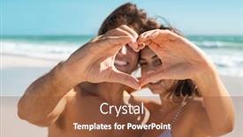  Presentation with honeymoon - Cool new presentation theme with happy-husband-and-wife-gesturing backdrop and a tawny brown colored foreground