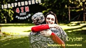  Presentation with independence day - Audience pleasing PPT layouts consisting of happy-independence-day-against-soldier backdrop and a tawny brown colored foreground