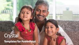  Presentation with parent children - Presentation theme consisting of happy indian family at home background and a tawny brown colored foreground