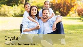  Presentation with indian - Cool new presentation theme with happy indian family sitting on grass in the park backdrop and a yellow colored foreground