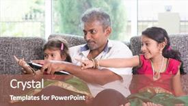  Presentation with family children - Theme enhanced with happy indian family watching tv background and a  colored foreground
