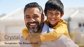  Presentation with indian - PPT layouts enhanced with happy-indian-father-giving-piggyback background and a coral colored foreground