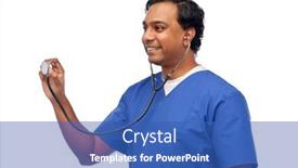  Presentation with male nurse - Amazing slide deck having happy-indian-male-doctor backdrop and a teal colored foreground