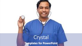  Presentation with male nurse - Audience pleasing slides consisting of happy-indian-male-doctor backdrop and a teal colored foreground