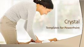  Presentation with mother baby - Presentation design enhanced with happy indian mother changing baby background and a lemonade colored foreground