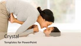  Presentation with happy baby - Presentation with happy indian mother playing background and a lemonade colored foreground